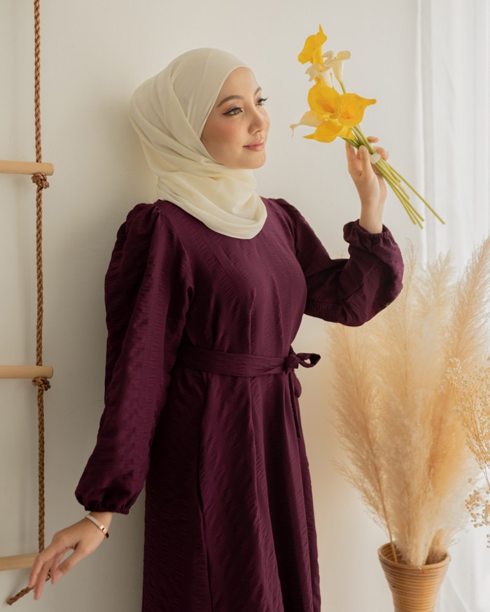 Aara Dress in Dark Maroon